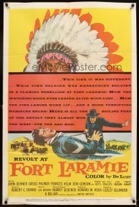 4m745 REVOLT AT FORT LARAMIE 1sh '56 John Dehner vs Sioux Indians in Wyoming!