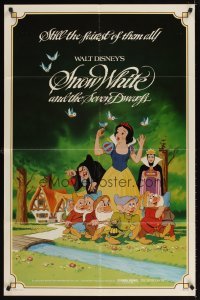 4m821 SNOW WHITE & THE SEVEN DWARFS 1sh R83 Walt Disney animated cartoon fantasy classic!