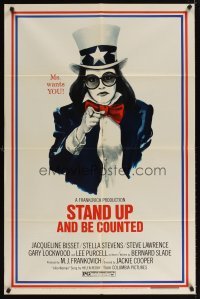 4m839 STAND UP & BE COUNTED style B 1sh '72 women's lib comedy, artwork of female Uncle Sam!