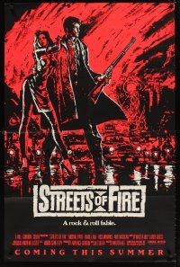 4m861 STREETS OF FIRE red style advance 1sh '84 Walter Hill, art of Michael Pare & sexy Diane Lane!