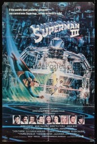 4m874 SUPERMAN III int'l 1sh '83 art of Christopher Reeve flying & Richard Pryor by Berkey!