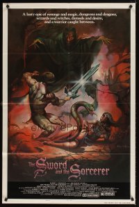 4m879 SWORD & THE SORCERER style B 1sh '82 magic, dungeons, dragons, fantasy art by Peter Andrew J!