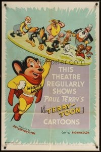 4m904 THIS THEATER REGULARLY SHOWS PAUL TERRY'S TERRY-TOON CARTOONS ('55) 1sh '55 Mighty Mouse & more!