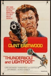 4m907 THUNDERBOLT & LIGHTFOOT int'l 1sh '74 artwork of Clint Eastwood with HUGE gun!