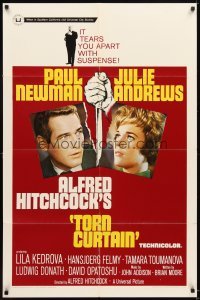 4m922 TORN CURTAIN 1sh '66 Paul Newman, Julie Andrews, Hitchcock tears you apart w/suspense!