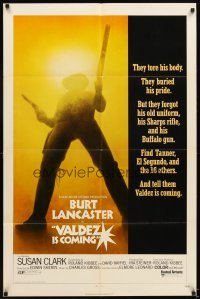 4m939 VALDEZ IS COMING 1sh '71 Burt Lancaster, written by Elmore Leonard, cool gunslinger image!