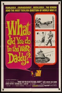 4m956 WHAT DID YOU DO IN THE WAR DADDY 1sh '66 James Coburn, Blake Edwards, funny design!