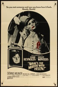 4m958 WHAT'S THE MATTER WITH HELEN 1sh '71 Debbie Reynolds, Shelley Winters, wild horror image!