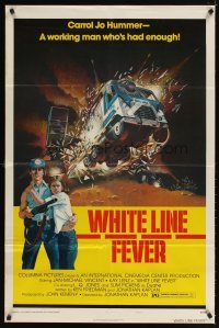 4m963 WHITE LINE FEVER style B 1sh '75 Jan-Michael Vincent, cool truck crash artwork!