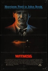 4m977 WITNESS 1sh '85 big city cop Harrison Ford in Amish country, directed by Peter Weir!