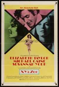 4m984 X Y & ZEE 1sh '71 Elizabeth Taylor, Michael Caine, Susannah York, Zee & Co.