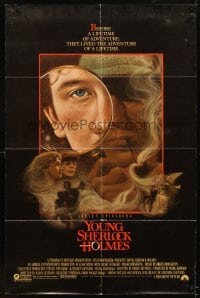 4m994 YOUNG SHERLOCK HOLMES 1sh '85 Steven Spielberg, Nicholas Rowe, really cool detective art!