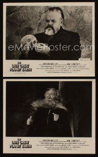 4p947 LATE GREAT PLANET EARTH 2 8x10 stills '76 great image of Orson Welles holding skull!