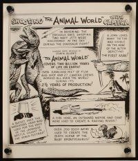 4p829 ANIMAL WORLD 3 8x10 stills '56 Harryhausen, wonderful dinosaur special fx scenes + comic art!