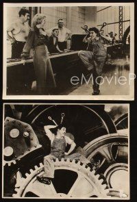 4p865 MODERN TIMES 3 7x9.5 stills '36 includes classic image of Charlie Chaplin on giant gears!