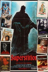 4r020 LOT OF 60 FOLDED ONE-SHEETS '57 - '89 Superstition, House Where Death Lives & more!