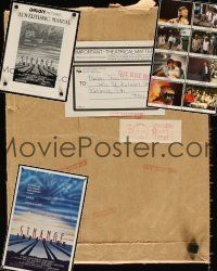 4r048 LOT OF ONE FOLDED ONE-SHEET, EIGHT LOBBY CARDS, AND A PRESSBOOK FOR STRANGE INVADERS '83
