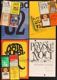 4r239 LOT OF 16 FORMERLY FOLDED & UNFOLDED CZECH POSTERS WITH TYPOGRAPHIC IMAGES '80s cool!