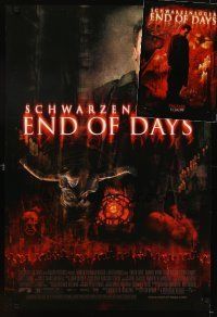 4r331 LOT OF 2 UNFOLDED DOUBLE-SIDED END OF DAYS ONE-SHEETS '99 Arnold Schwarzenegger!
