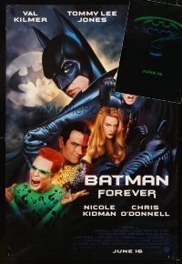 4r332 LOT OF 2 UNFOLDED DOUBLE-SIDED BATMAN FOREVER ONE-SHEETS '95 Val Kilmer, Kidman & villains!