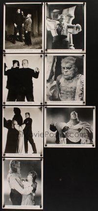 4r369 LOT OF 7 CLASSIC HORROR REPRO STILLS '80s cool images of Frankenstein & the Wolf Man!