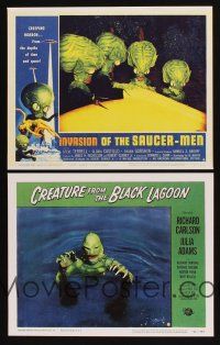 4r348 LOT OF 2 REPRO LOBBY CARDS '90s Invasion of the Saucer-Men & Creature from the Black Lagoon