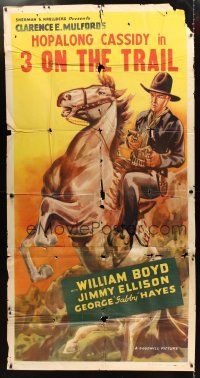 4s536 3 ON THE TRAIL 3sh R46 art of WIlliam Boyd as Hopalong Cassidy on horseback with guns!