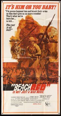 4s563 BEACH RED 3sh '67 Cornel Wilde, Rip Torn, cool art of World War II soldiers!