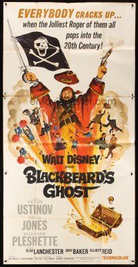 4s577 BLACKBEARD'S GHOST 3sh '68 Walt Disney, artwork of wacky pirate Peter Ustinov!