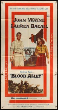 4s579 BLOOD ALLEY 3sh '55 John Wayne, Lauren Bacall, directed by William Wellman!