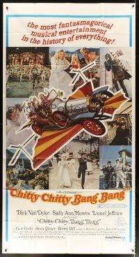 4s605 CHITTY CHITTY BANG BANG 3sh '69 Dick Van Dyke, Sally Ann Howes, artwork of wild flying car!