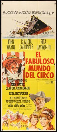 4s607 CIRCUS WORLD Spanish/U.S. 3sh '65 Claudia Cardinale, John Wayne, completely different art!