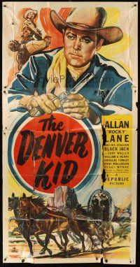 4s624 DENVER KID 3sh '48 cool artwork of cowboy Allan Rocky Lane, western!