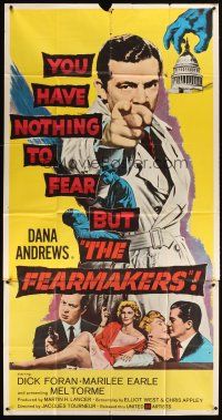 4s636 FEARMAKERS 3sh '58 Dana Andrews with gun, sexy Marilee Earle, Mel Torme, Jacques Tourneur