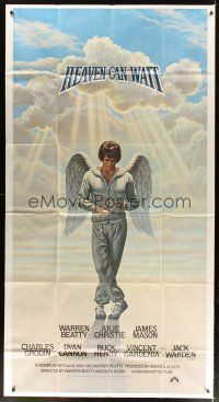 4s668 HEAVEN CAN WAIT int'l 3sh '78 art of angel Warren Beatty wearing sweats by Lettick, football!
