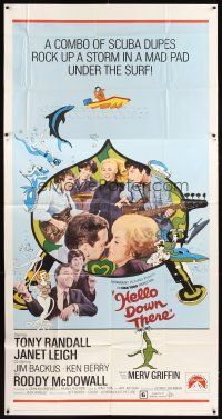 4s671 HELLO DOWN THERE 3sh '69 Tony Randall & Janet Leigh wacky ocean sci-fi rock & roll comedy!