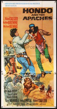 4s673 HONDO & THE APACHES int'l 3sh '67 art of Ralph Taeger fighting Native American Indians!