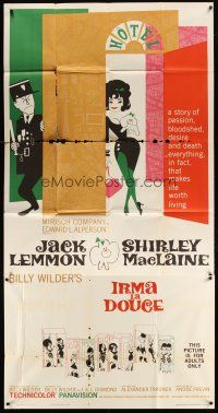 4s686 IRMA LA DOUCE 3sh '63 Billy Wilder, great art of Shirley MacLaine & Jack Lemmon!