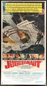 4s690 JUGGERNAUT 3sh '74 Richard Harris, art of ocean liner under attack by Bob McCall!