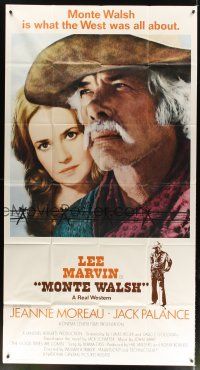 4s724 MONTE WALSH int'l 3sh '70 super close up of cowboy Lee Marvin & pretty Jeanne Moreau!