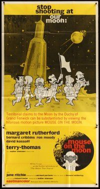 4s727 MOUSE ON THE MOON int'l 3sh '63 cool cartoon art of English astronauts on moon!