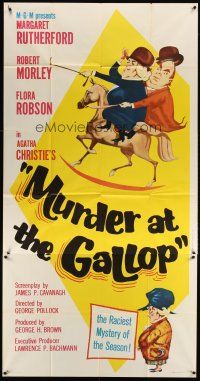 4s728 MURDER AT THE GALLOP 3sh '63 Margaret Rutherford as Agatha Christie's Miss Marple!