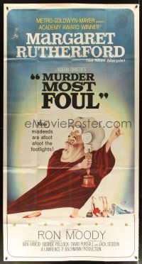 4s729 MURDER MOST FOUL 3sh '64 art of Margaret Rutherford, written by Agatha Christie!