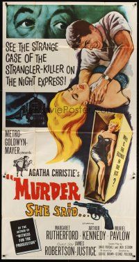 4s730 MURDER SHE SAID 3sh '61 detective Margaret Rutherford follows a strangler, Agatha Christie