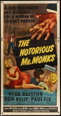 4s744 NOTORIOUS MR. MONKS 3sh '58 a man who fought and murdered for a woman he couldn't possess!