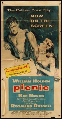 4s759 PICNIC 3sh '56 great art of barechested William Holden & sexy long-haired Kim Novak!