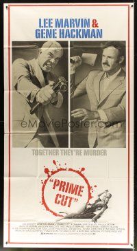 4s767 PRIME CUT 3sh '72 Lee Marvin w/machine gun, Gene Hackman w/cleaver, together they're murder!