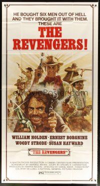 4s774 REVENGERS 3sh '72 Tom Jung art of cowboys William Holden, Ernest Borgnine & Woody Strode!