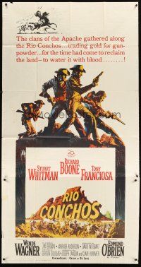 4s775 RIO CONCHOS 3sh '64 cool art of cowboys Richard Boone, Stuart Whitman & Tony Franciosa!