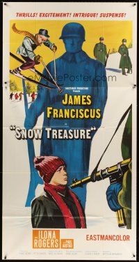 4s803 SNOW TREASURE int'l 3sh '68 James Franciscus, Ilona Rodgers, gold smuggling Norwegian kids!